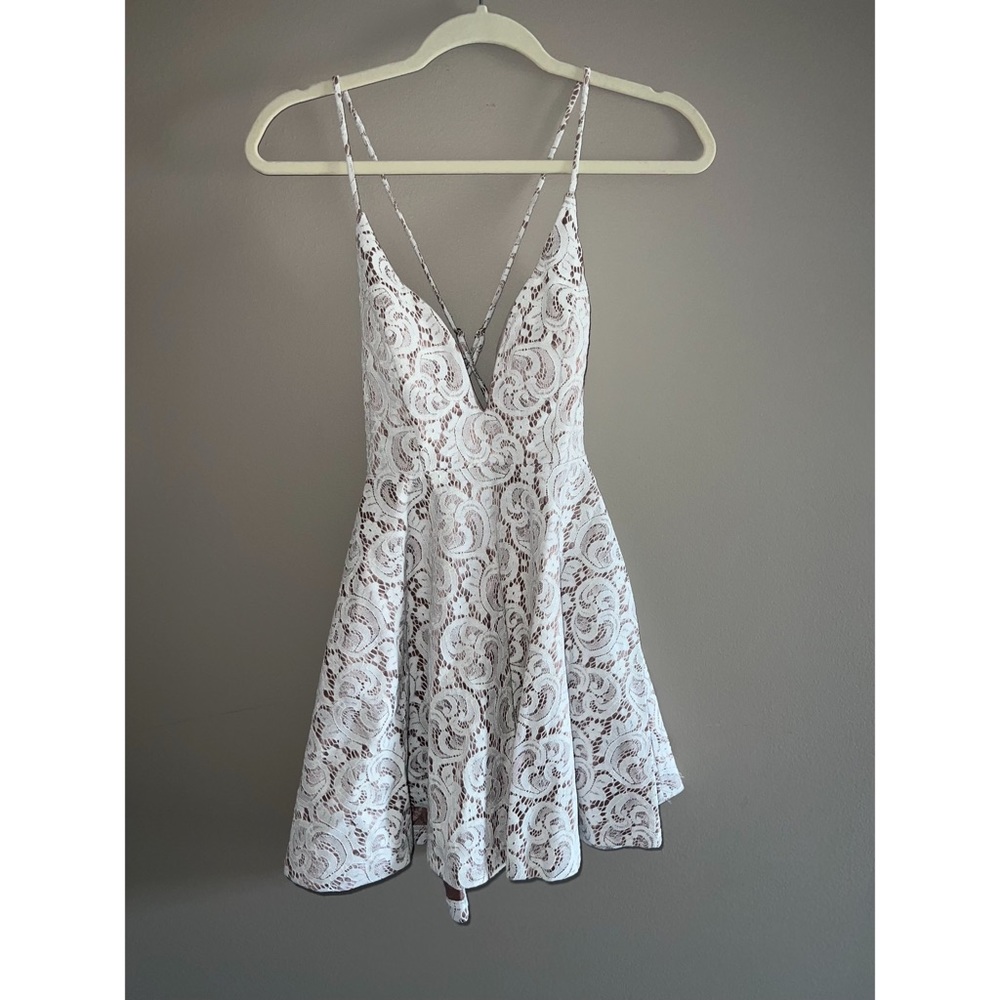 Trac off white lace mini dress